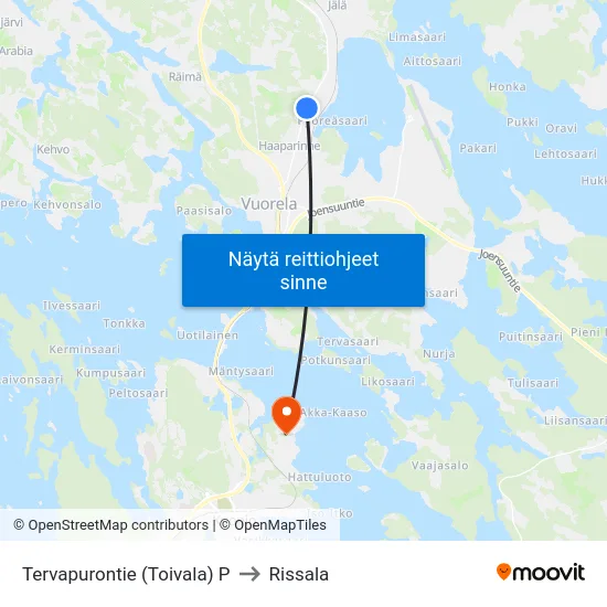 Tervapurontie (Toivala) P to Rissala map