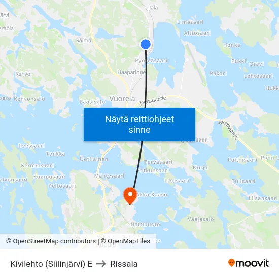 Kivilehto (Siilinjärvi) E to Rissala map