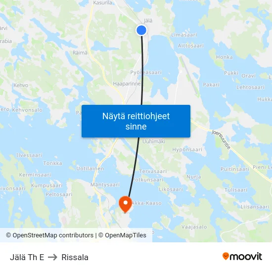 Jälä Th E to Rissala map