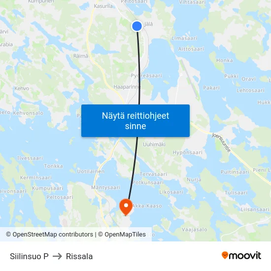 Siilinsuo P to Rissala map
