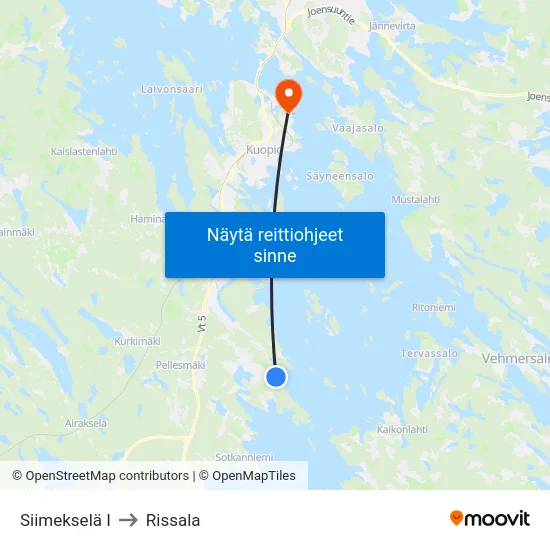 Siimekselä I to Rissala map