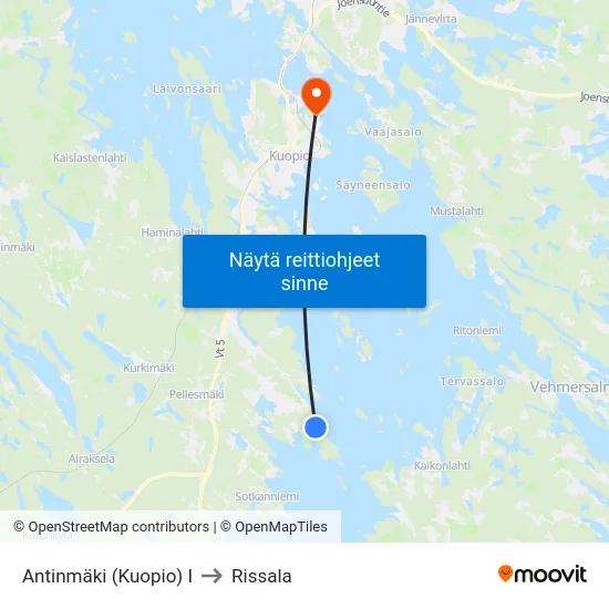 Antinmäki (Kuopio) I to Rissala map