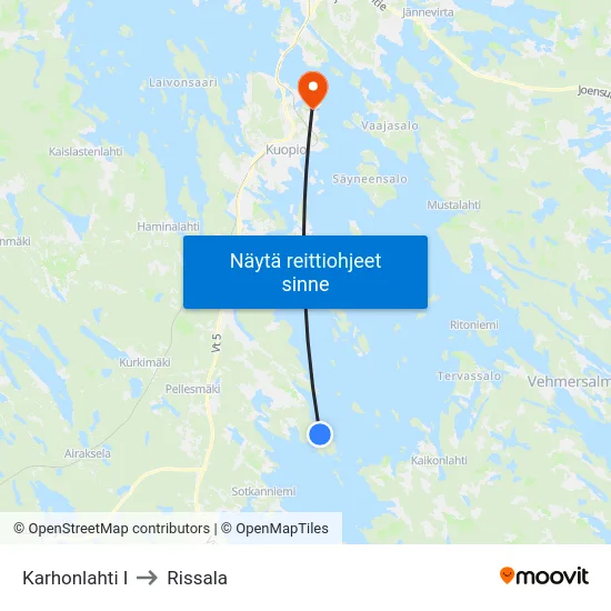 Karhonlahti I to Rissala map