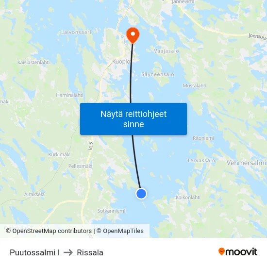 Puutossalmi I to Rissala map