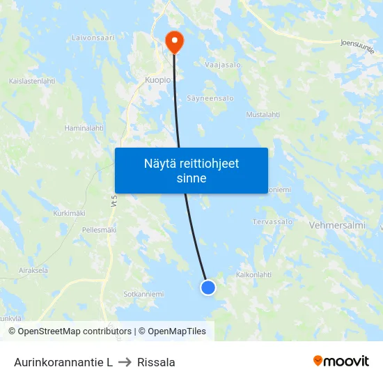Aurinkorannantie L to Rissala map