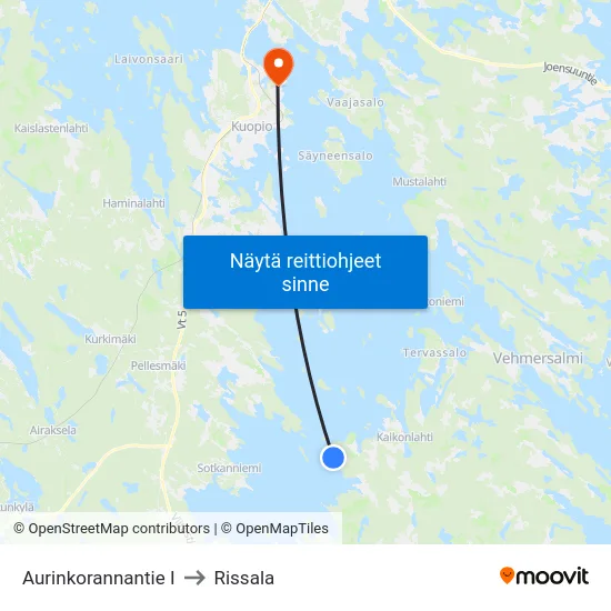Aurinkorannantie I to Rissala map