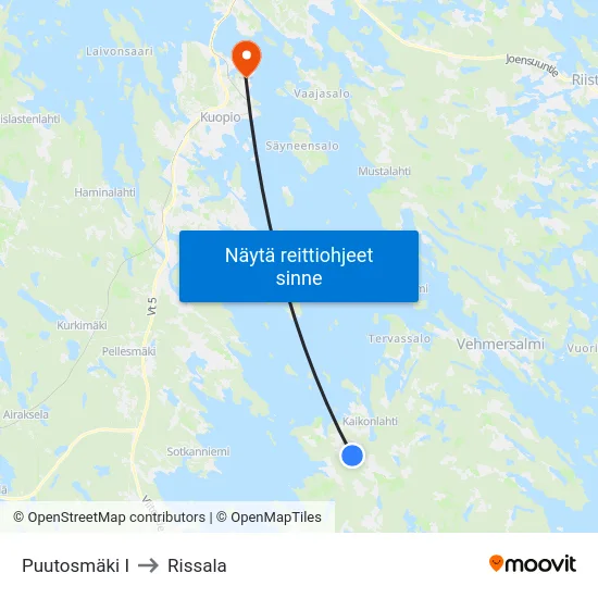 Puutosmäki I to Rissala map