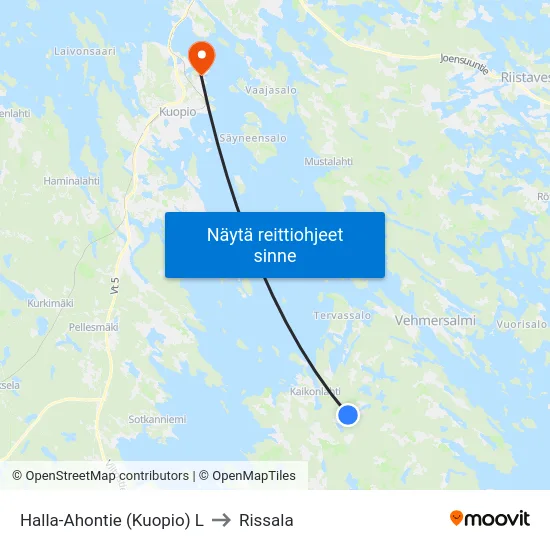 Halla-Ahontie (Kuopio) L to Rissala map