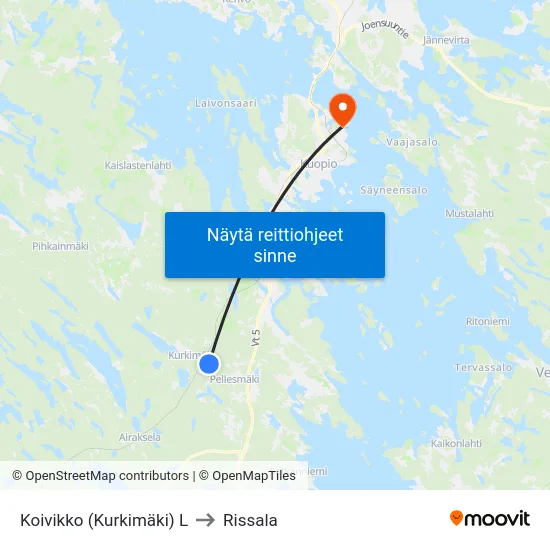 Koivikko (Kurkimäki) L to Rissala map