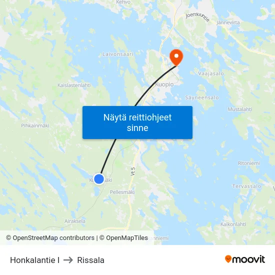 Honkalantie I to Rissala map