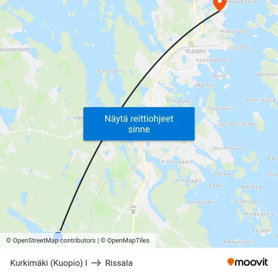 Kurkimäki (Kuopio) I to Rissala map