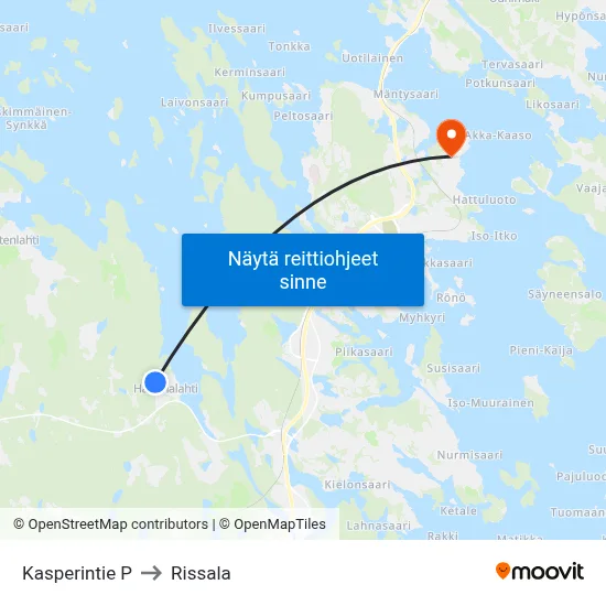 Kasperintie P to Rissala map