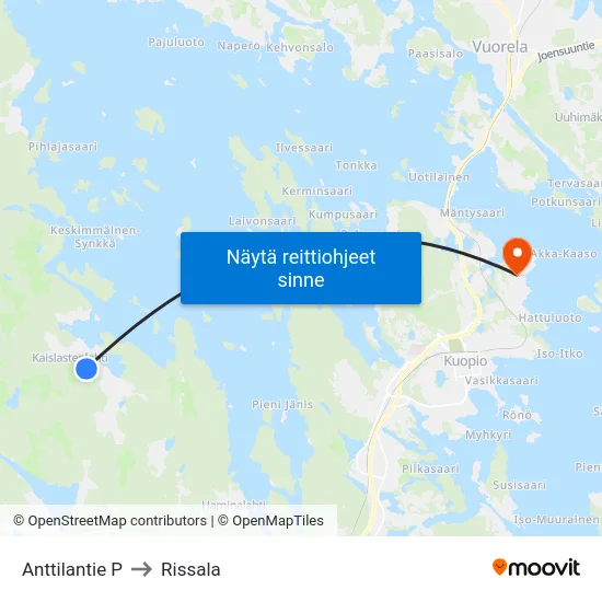 Anttilantie P to Rissala map
