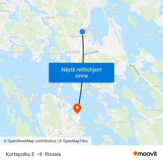 Kortepolku E to Rissala map
