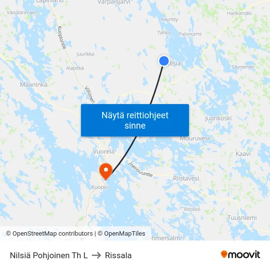 Nilsiä Pohjoinen Th L to Rissala map