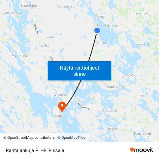 Rantalankuja P to Rissala map