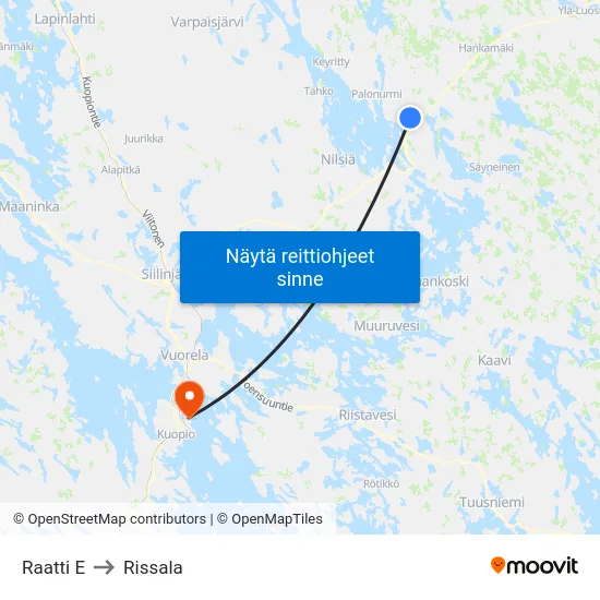 Raatti E to Rissala map