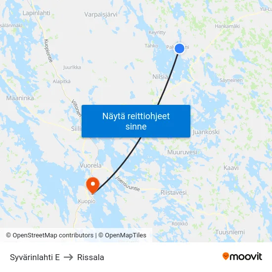 Syvärinlahti E to Rissala map