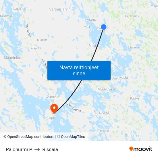 Palonurmi P to Rissala map