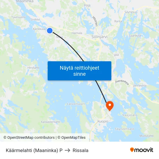 Käärmelahti (Maaninka) P to Rissala map