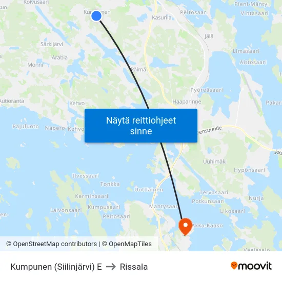 Kumpunen (Siilinjärvi) E to Rissala map