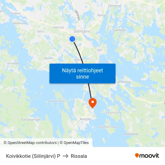 Koivikkotie (Siilinjärvi) P to Rissala map