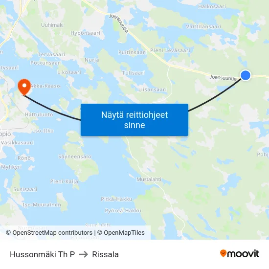 Hussonmäki Th P to Rissala map