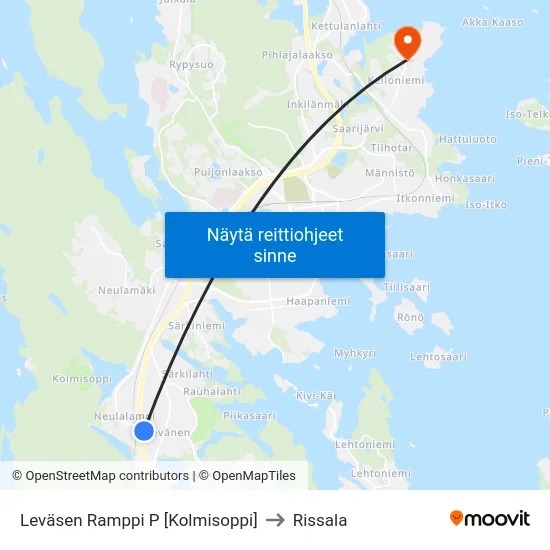 Leväsen Ramppi P [Kolmisoppi] to Rissala map