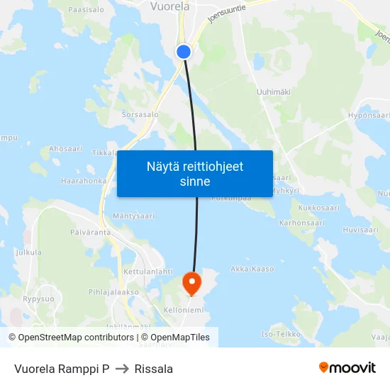 Vuorela Ramppi P to Rissala map