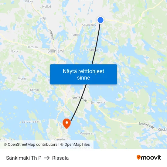 Sänkimäki Th P to Rissala map