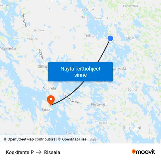 Koskiranta P to Rissala map