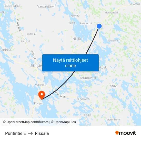 Puntintie E to Rissala map