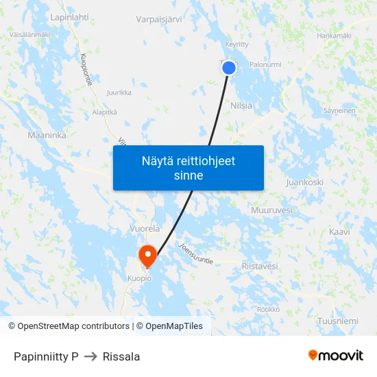 Papinniitty P to Rissala map