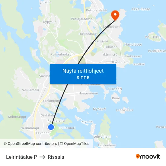 Leirintäalue P to Rissala map
