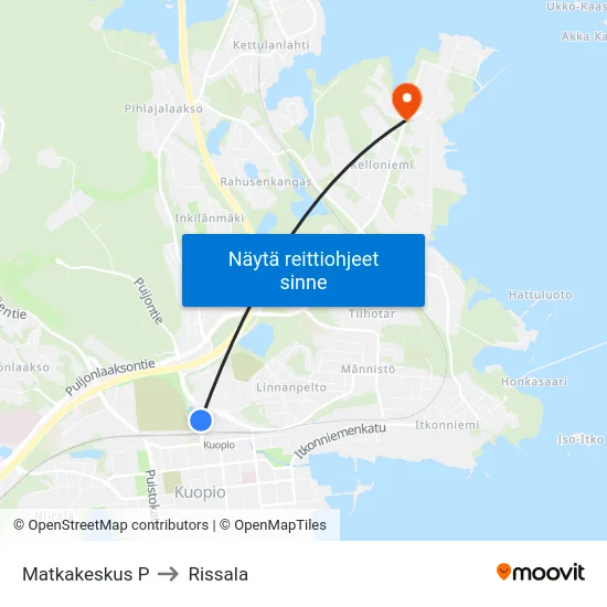 Matkakeskus P to Rissala map