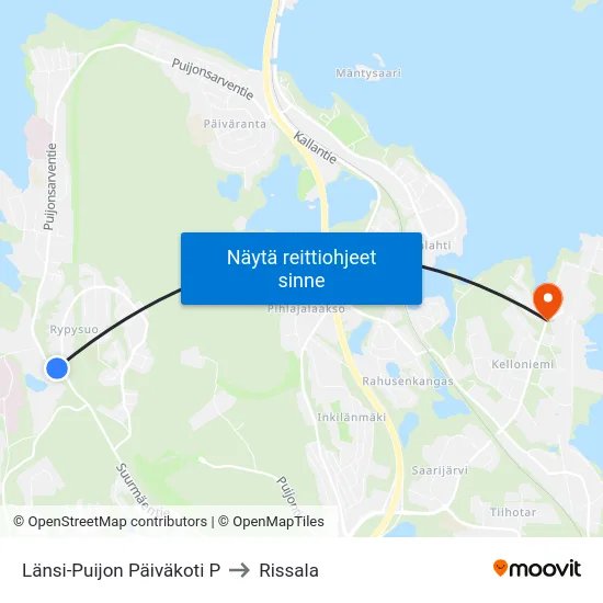 Länsi-Puijon Päiväkoti P to Rissala map