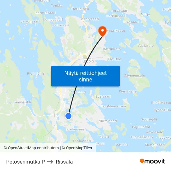 Petosenmutka P to Rissala map