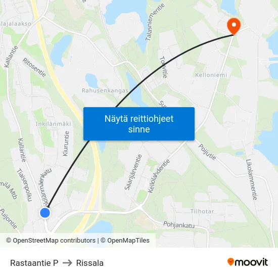 Rastaantie P to Rissala map