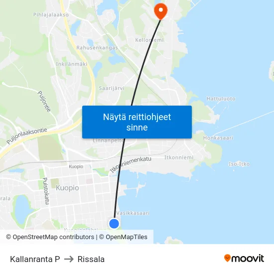 Kallanranta P to Rissala map