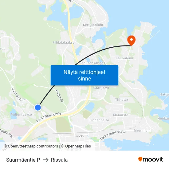 Suurmäentie P to Rissala map