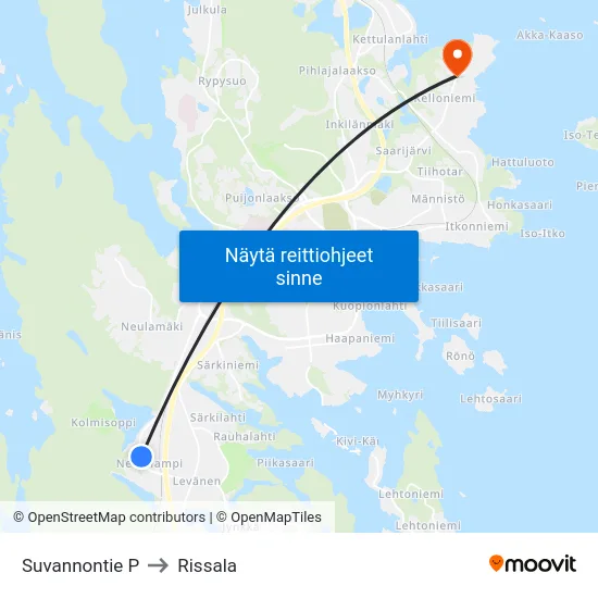 Suvannontie P to Rissala map