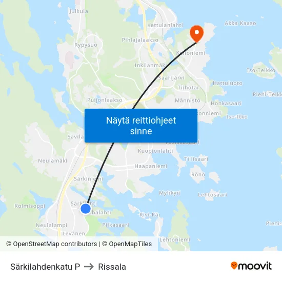 Särkilahdenkatu P to Rissala map
