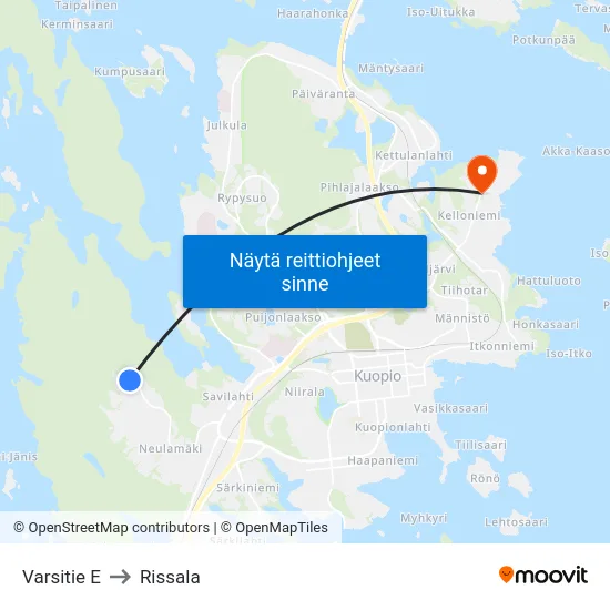 Varsitie E to Rissala map