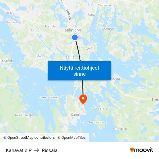 Kanavatie P to Rissala map