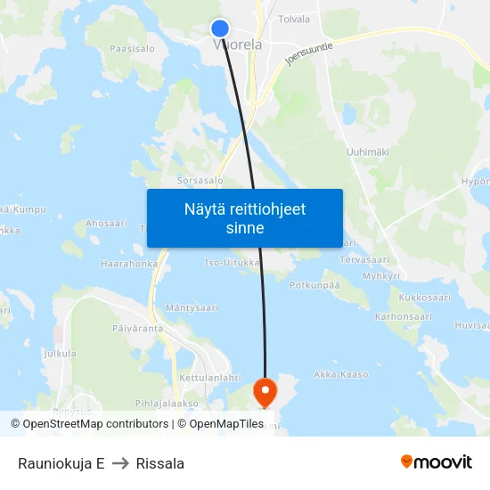 Rauniokuja E to Rissala map