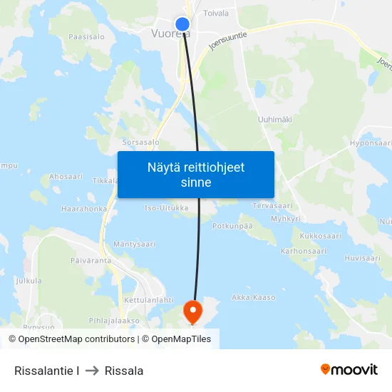 Rissalantie I to Rissala map