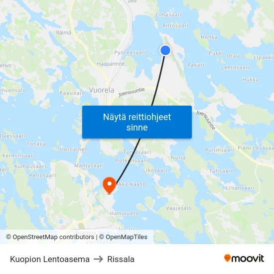 Kuopion Lentoasema to Rissala map