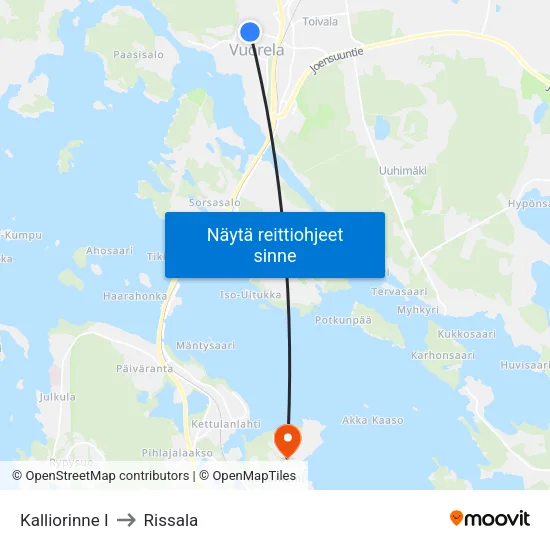 Kalliorinne I to Rissala map