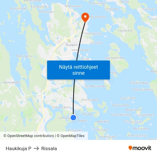 Haukikuja P to Rissala map