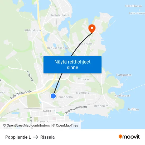 Pappilantie L to Rissala map